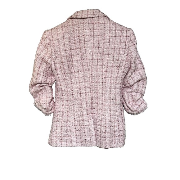 Cinq a Sept Pricilla Size 8 Pink Tweed Blazer Jacket Half-Length Rolled Sleeves - Picture 7 of 13